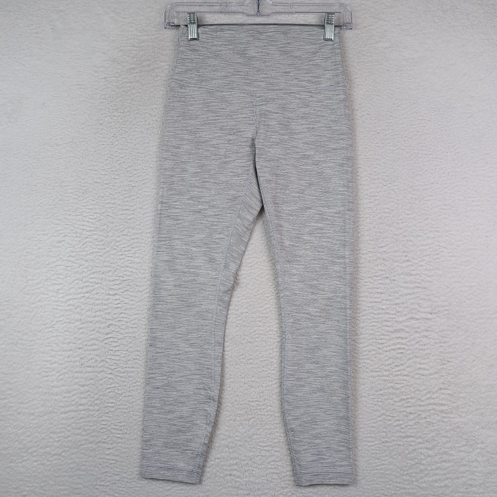 Lululemon Size 6‎ Wunder Under HR Tight 25" White Stripe